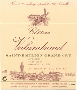 Chateau Valandraud 1999 St Emilion Bordeaux 750ml/Btl 12/case