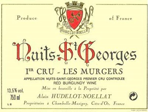 Hudelot Noellat Nuits St Georges 1er Murgers 2009 Cote de Nuits Burgundy 750ml/Btl  12/case