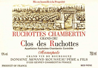 Armand Rousseau Ruchottes Chambertin Grand Cru Clos des Ruchottes 2012 Cote de Nuits Burgundy 750ml/Btl 6/case