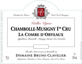 Bruno Clavelier Chambolle Musigny 1er La Combe d'Orveau VV 2001 Cote de Nuits Burgundy 750ml/Btl 6/case