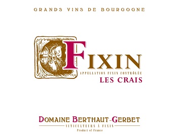 Berthaut Gerbet Fixin Les Crais 2017 Cote de Nuits Burgundy 750ml/Btl 12/case