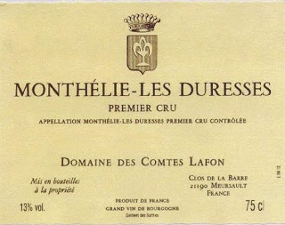 Comtes Lafon Monthelie 1er Duresses 2008 Cote de Beaune Burgundy 750ml/Btl  12/case