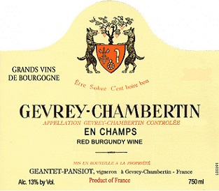 Geantet Pansiot Gevrey Chambertin En Champs 2004 Cote de Nuits Burgundy 750ml/Btl  12/case
