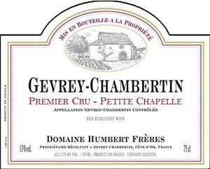 Humbert Freres Gevrey Chambertin 1er Petite Chapelle 2014 Cote de Nuits Burgundy 750ml/Btl  12/case