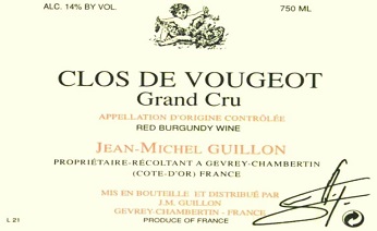 Jean Michel Guillon Clos de Vougeot Grand Cru 2012 Cote de Nuits Burgundy 750ml/Btl 12/case