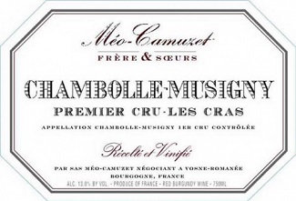 Meo Camuzet Frere et Soeurs Chambolle Musigny 1er Cras 2007 Cote de Nuits Burgundy 750ml/Btl  12/case