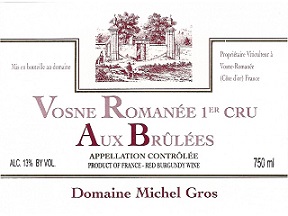 Michel Gros Vosne Romanee 1er Brulees 2014 Cote de Nuits Burgundy 750ml/Btl  12/case
