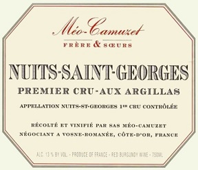 Meo Camuzet Frere et Soeurs Nuits St Georges 1er Argaillas 2011 Cote de Nuits Burgundy 750ml/Btl  6/case