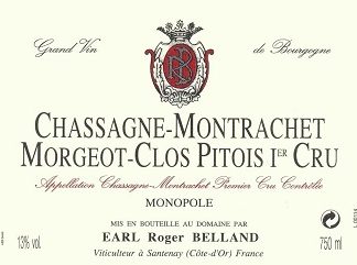 Roger Belland Chassagne Montrachet Rouge 1er Morgeot Clos Pitois 2010 Cote de Beaune Burgundy 750ml/Btl 12/case