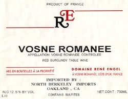 Rene Engel Vosne Romanee 2004 Cote de Nuits Burgundy 750ml/Btl 12/case