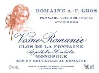 AF Gros Vosne Romanee Clos de la Fontaine 2012 Cote de Nuits Burgundy 750ml/Btl  6/case