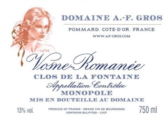 AF Gros Vosne Romanee Clos de la Fontaine 2012 Cote de Nuits Burgundy 750ml/Btl 6/case