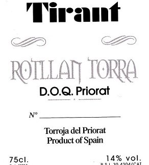 Rotllan Torra Tirant 1998 Priorat Catalonia 750ml/Btl 6/case