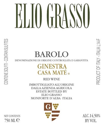 Elio Grasso Barolo Ginestra Vigna Casa Mate 1995 750ml/Btl 6/case