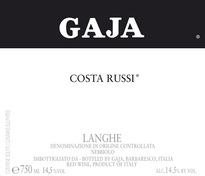 Gaja Costa Russi 2001 Barbaresco Piedmont 750ml/Btl 12/case