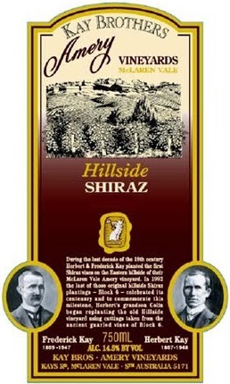 Kay Brothers Amery Hillside Shiraz 2005 McLaren Vale South Australia 750ml/Btl 6/case