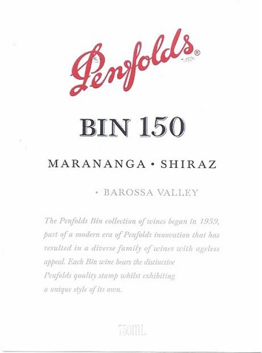 Penfolds Bin 150 Marananga Shiraz 2015 Barossa Valley South Australia 750ml/Btl 6/case