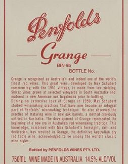 Penfolds Grange 1999 South Australia South Australia 750ml/Btl  6/case