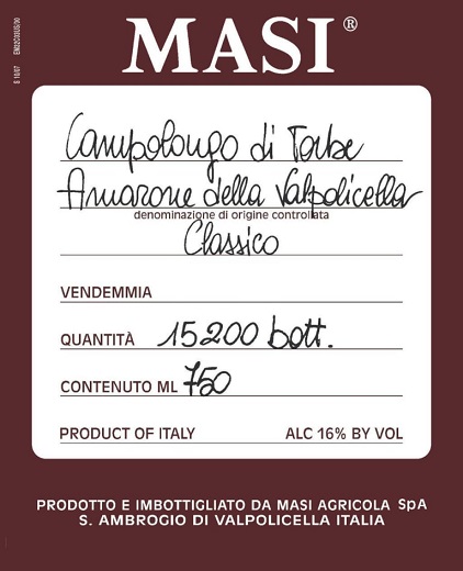 Masi Amarone della Valpolicella Classico Campolongo di Torbe 1997 Amarone della Valpo Veneto 750ml/Btl 6/case