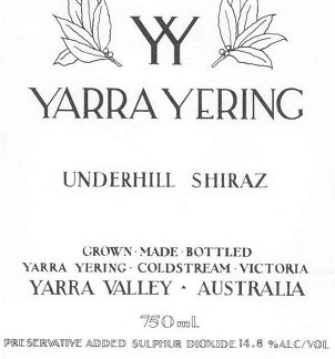 Yarra Yering Underhill Shiraz 2004 Yarra Valley Victoria 750ml/Btl 12/case