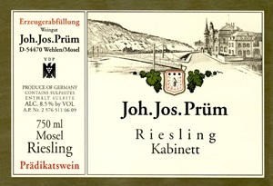 Joh Jos Prum Riesling Kabinett 2015 Mosel Mosel 750ml/Btl 6/case