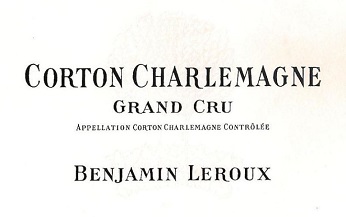 Benjamin Leroux Corton Charlemagne Grand Cru 2015 Cote de Beaune Burgundy 750ml/Btl 6/case