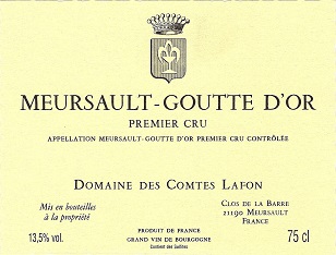 Comtes Lafon Meursault 1er Goutte d'Or 2008 Cote de Beaune Burgundy 750ml/Btl  6/case