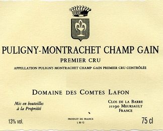 Comtes Lafon Puligny Montrachet 1er Cham Gain (Stained Label) 2006 Cote de Beaune Burgundy 750ml/Btl  12/case
