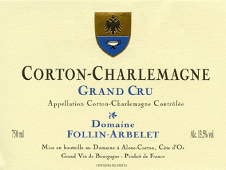 Follin Arbelet Corton Charlemagne Grand Cru 2013 Cote de Beaune Burgundy 750ml/Btl 12/case