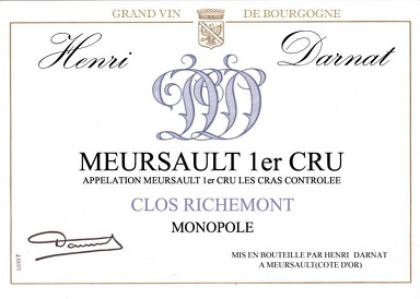 Henri Darnat Meursulat 1er Clos Richemont 2015 Cote de Beaune Burgundy 750ml/Btl 12/case
