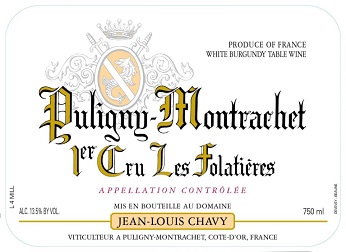 Jean Louis Chavy Puligny Montrachet 1er Folatieres 2009 Cote de Beaune Burgundy 750ml/Btl 12/case