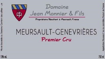 Jean Monnier Meursault 1er Genevrieres 2015 Cote de Beaune Burgundy 750ml/Btl 12/case
