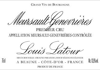 Louis Latour Meursault 1er Genevrieres 2014 Cote de Beaune Burgundy 750ml/Btl  6/case