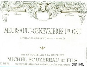 Michel Bouzereau Meursault 1er Genevrieres 2013 Cote de Beaune Burgundy 750ml/Btl 12/case
