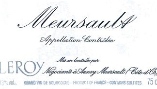 Maison Leroy Meursault 2009 Cote de Beaune Burgundy 750ml/Btl  12/case