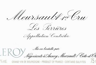 Maison Leroy Meursault 1er Perrieres 2009 Cote de Beaune Burgundy 750ml/Btl  12/case