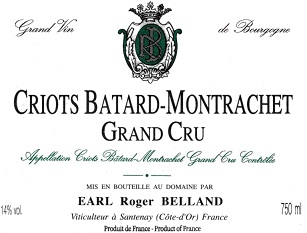 Roger Belland Criots Batard Montrachet Grand Cru 2008 Cote de Beaune Burgundy 750ml/Btl 12/case